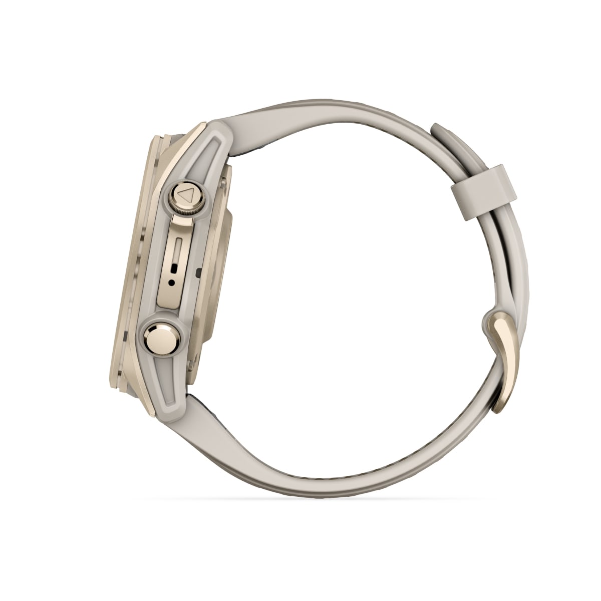 fēnix® 8 – 43 mm, AMOLED Sapphire, Soft Gold with Fog Gray/Dark Sandstone Silicone Band