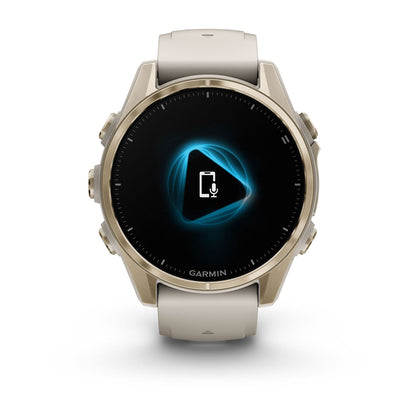 fēnix® 8 – 43 mm, AMOLED Sapphire, Soft Gold with Fog Gray/Dark Sandstone Silicone Band