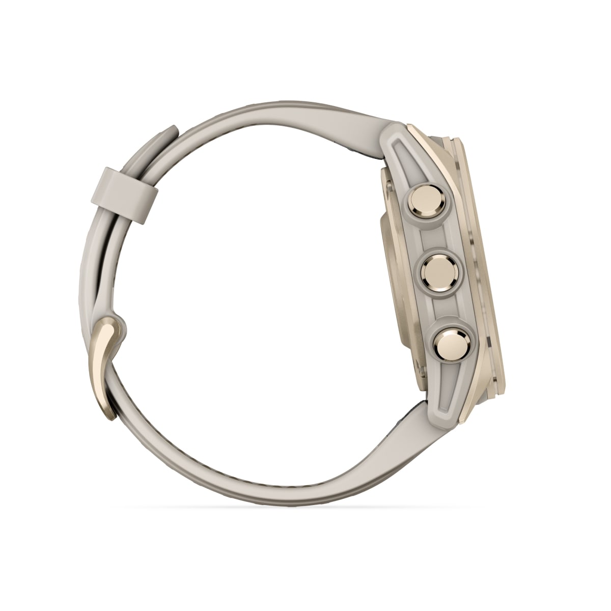 fēnix® 8 – 43 mm, AMOLED Sapphire, Soft Gold with Fog Gray/Dark Sandstone Silicone Band