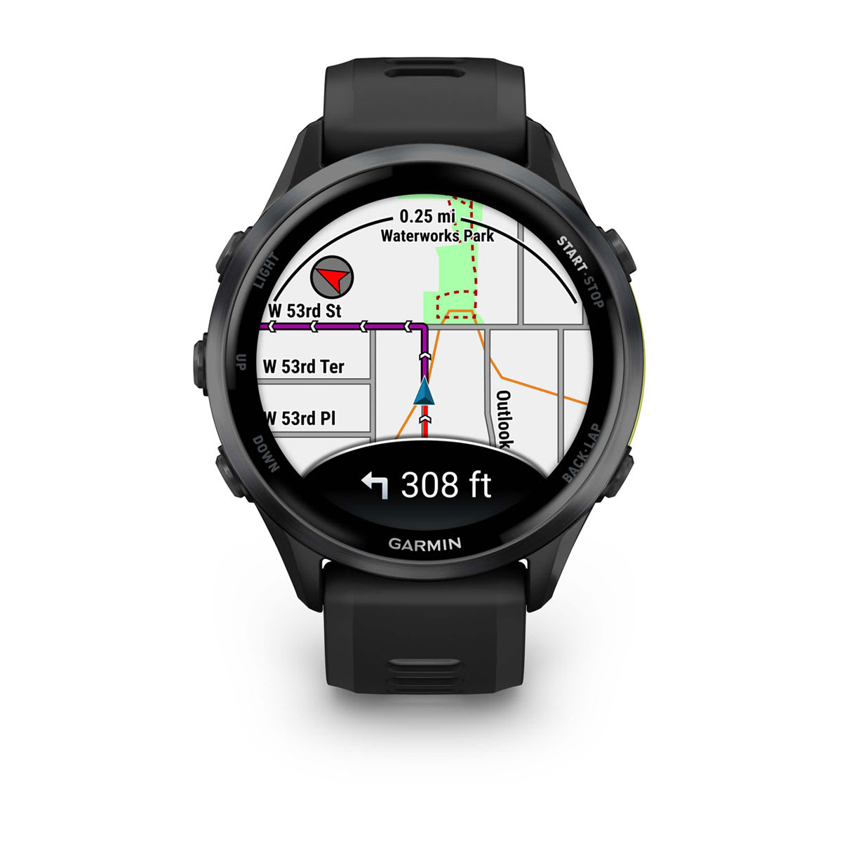 Forerunner® 970 Carbon Gray DLC Titanium with Black Case and Black/Translucent Whitestone Band
