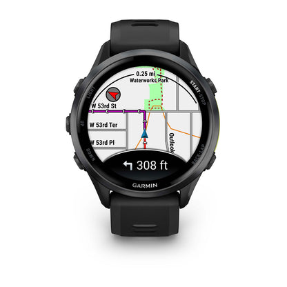 Forerunner® 970 Carbon Gray DLC Titanium with Black Case and Black/Translucent Whitestone Band