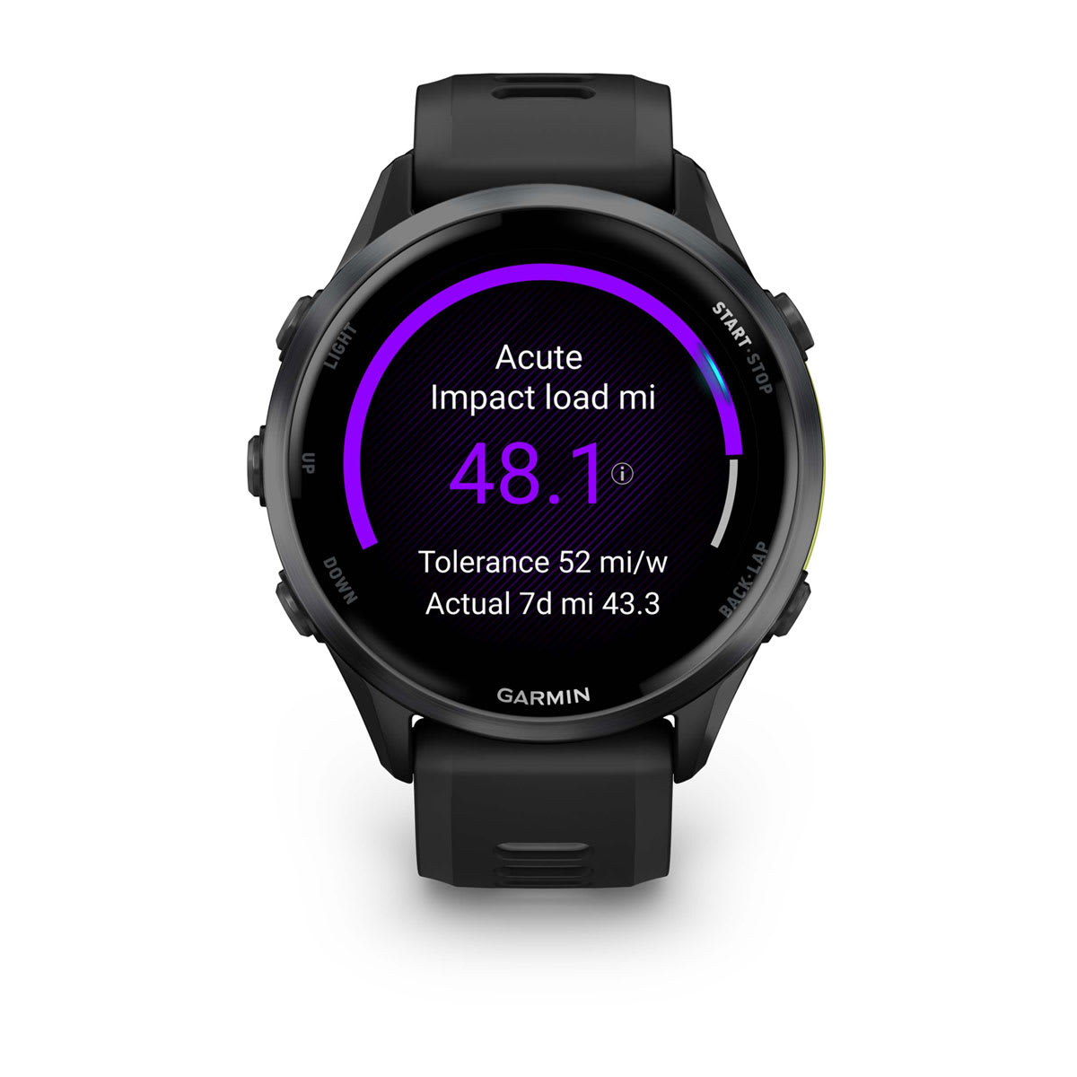 Forerunner® 970 Carbon Gray DLC Titanium with Black Case and Black/Translucent Whitestone Band