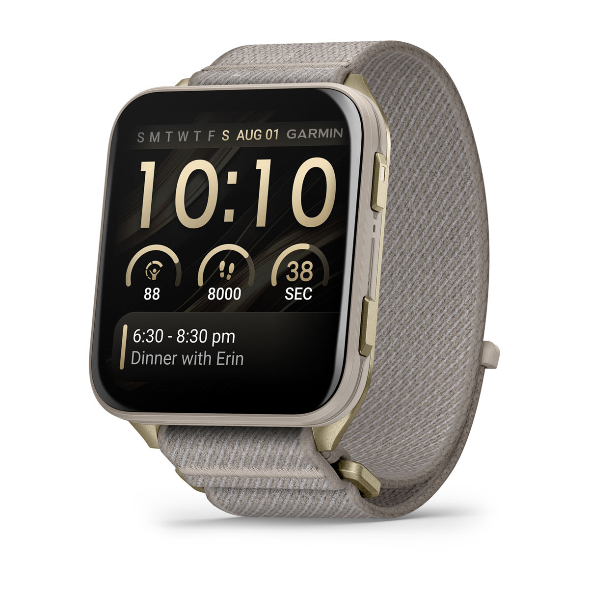 Venu® X1 Soft Gold with Titanium Caseback and French Gray Nylon Band