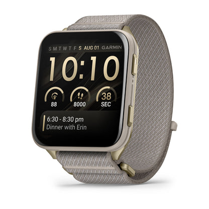 Venu® X1 Soft Gold with Titanium Caseback and French Gray Nylon Band