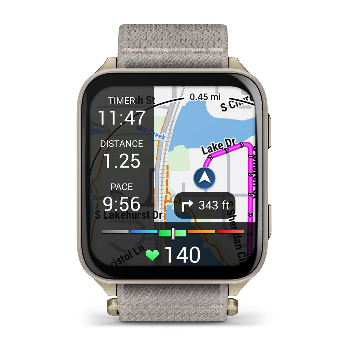 Venu® X1 Soft Gold with Titanium Caseback and French Gray Nylon Band