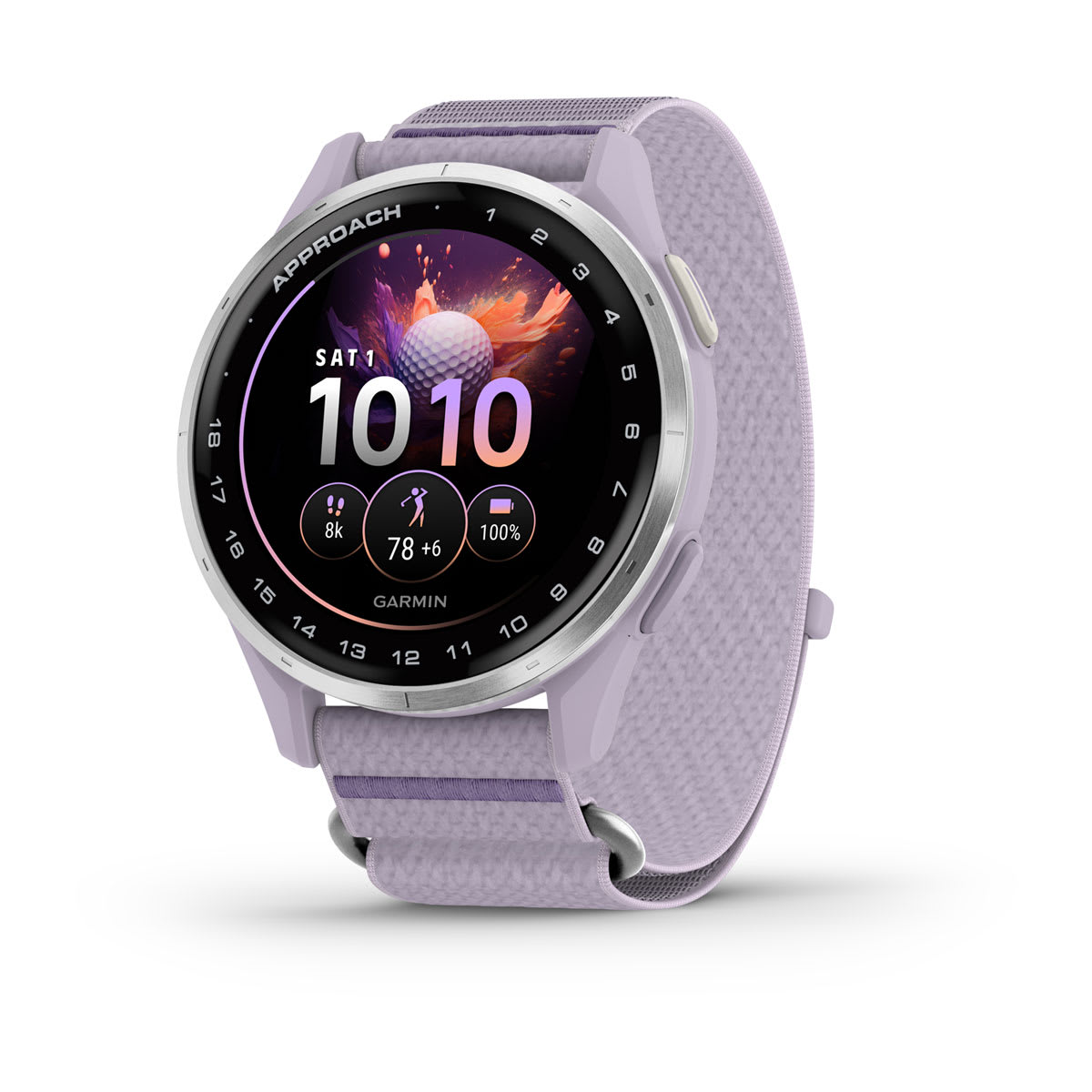 Approach® J1 Silver Aluminum Bezel with Lilac ComfortFit Fabric Band