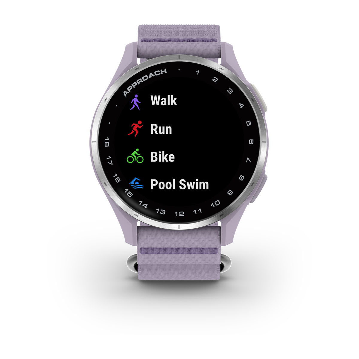 Approach® J1 Silver Aluminum Bezel with Lilac ComfortFit Fabric Band
