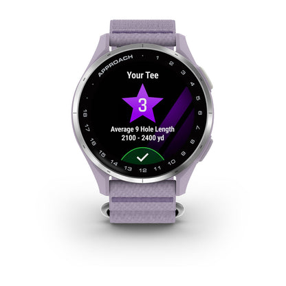 Approach® J1 Silver Aluminum Bezel with Lilac ComfortFit Fabric Band