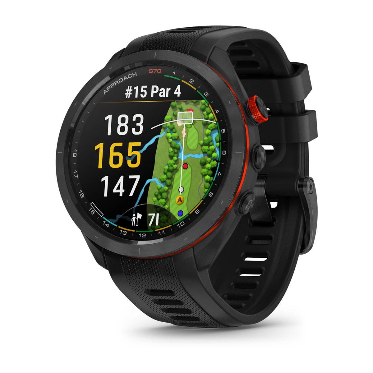 Approach® S70 - 47 mm Black/Red Ceramic Bezel with Black Silicone Band