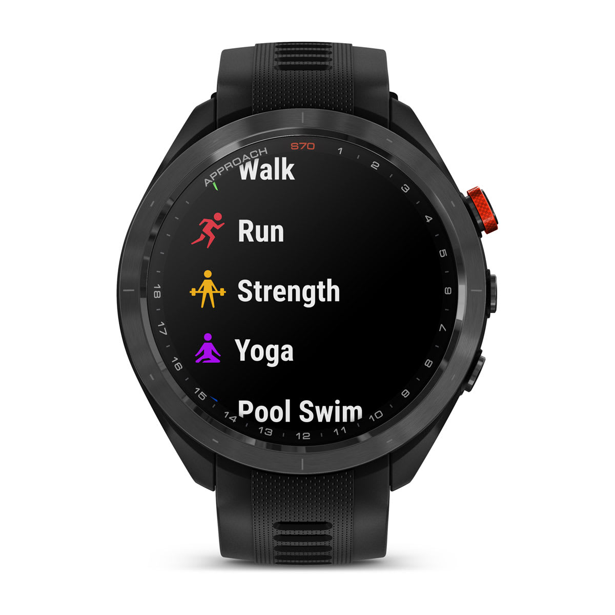 Approach® S70 - 47 mm Black/Red Ceramic Bezel with Black Silicone Band
