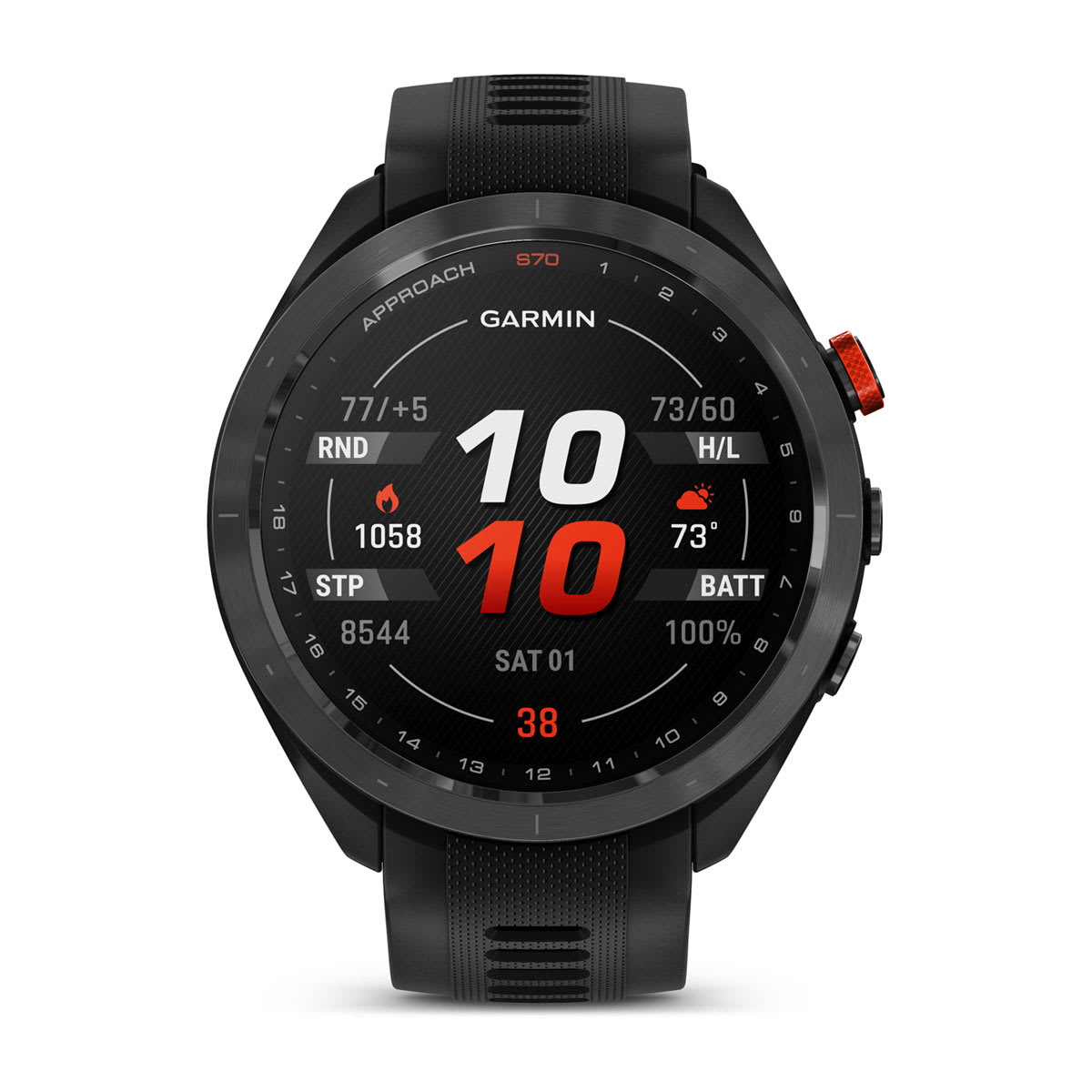 Approach® S70 - 47 mm Black/Red Ceramic Bezel with Black Silicone Band