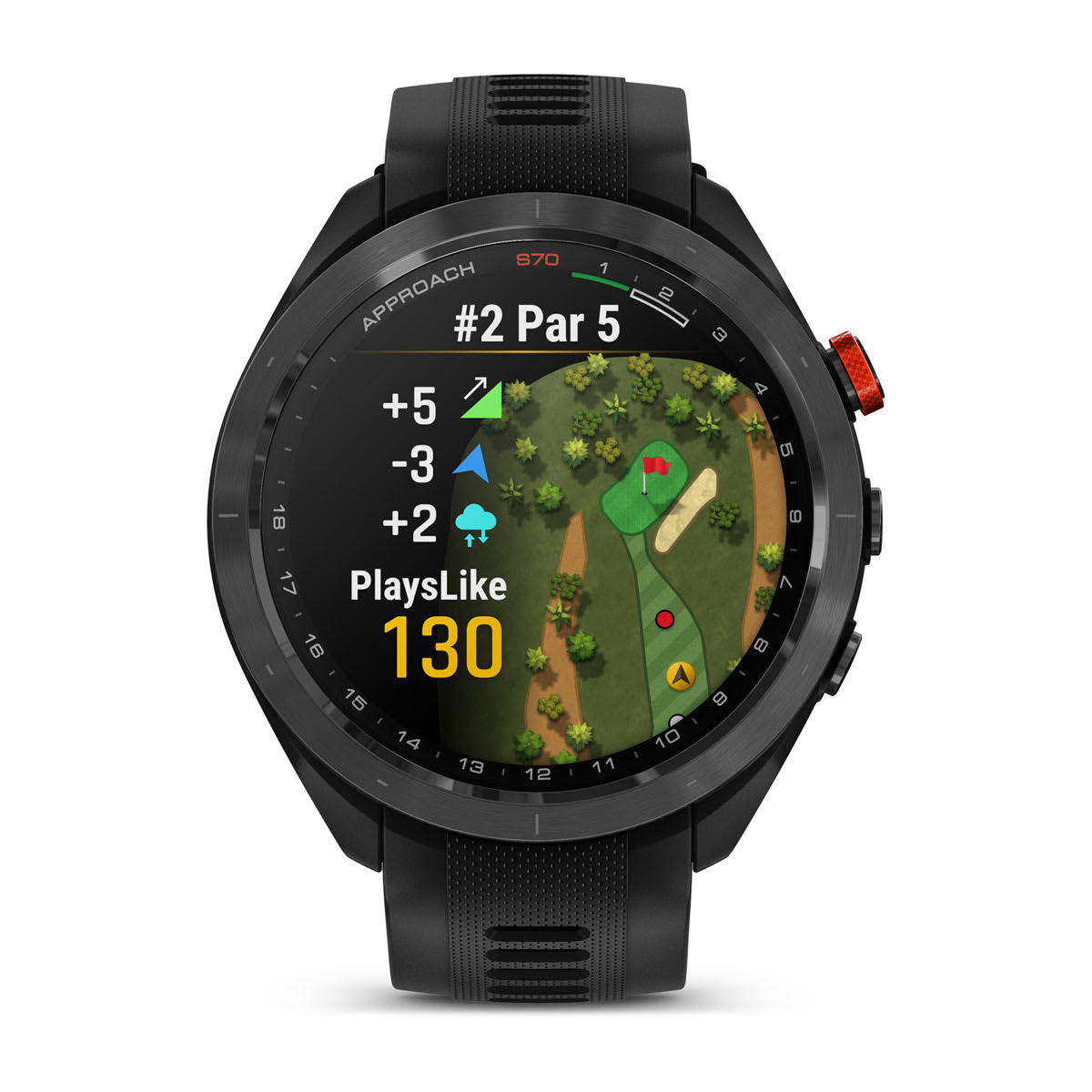 Approach® S70 - 47 mm Black/Red Ceramic Bezel with Black Silicone Band