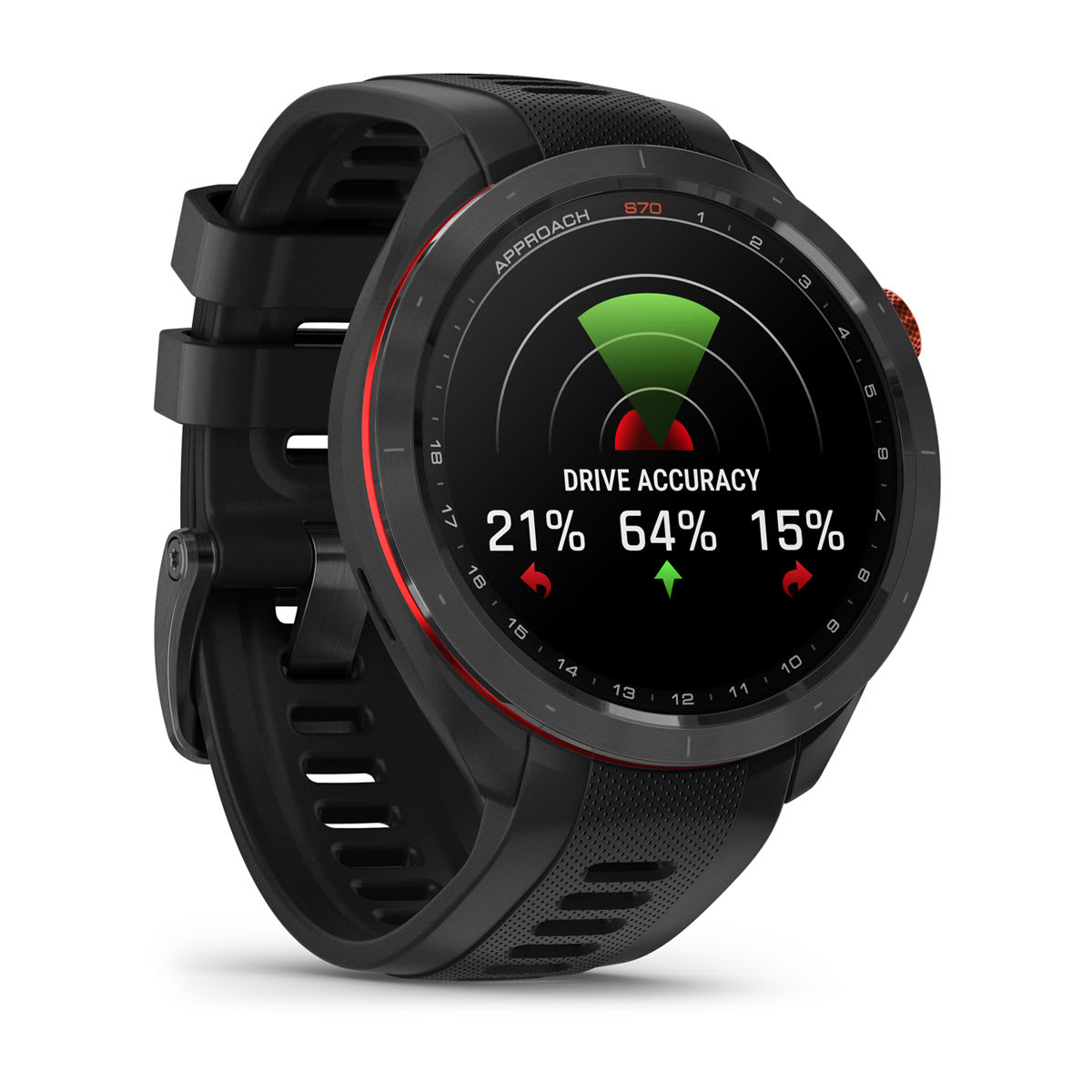 Approach® S70 - 47 mm Black/Red Ceramic Bezel with Black Silicone Band