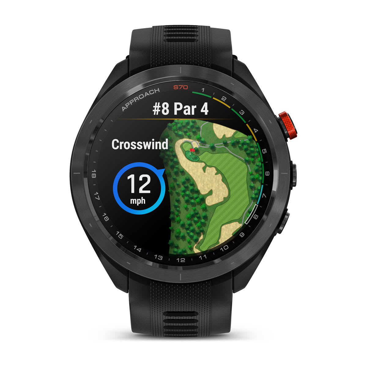 Approach® S70 - 47 mm Black/Red Ceramic Bezel with Black Silicone Band