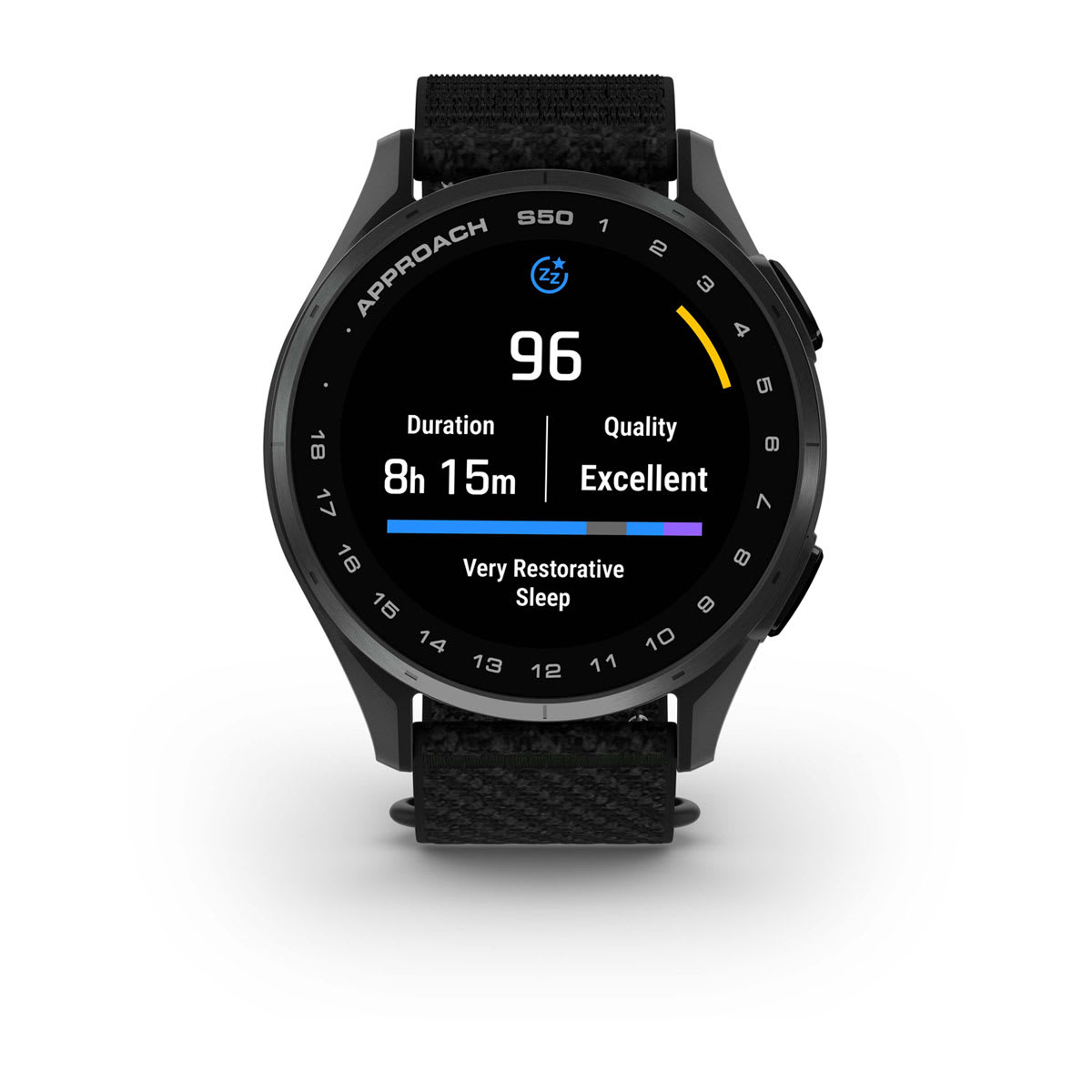 Approach® S50 Slate Aluminum Bezel with Black ComfortFit Nylon Band