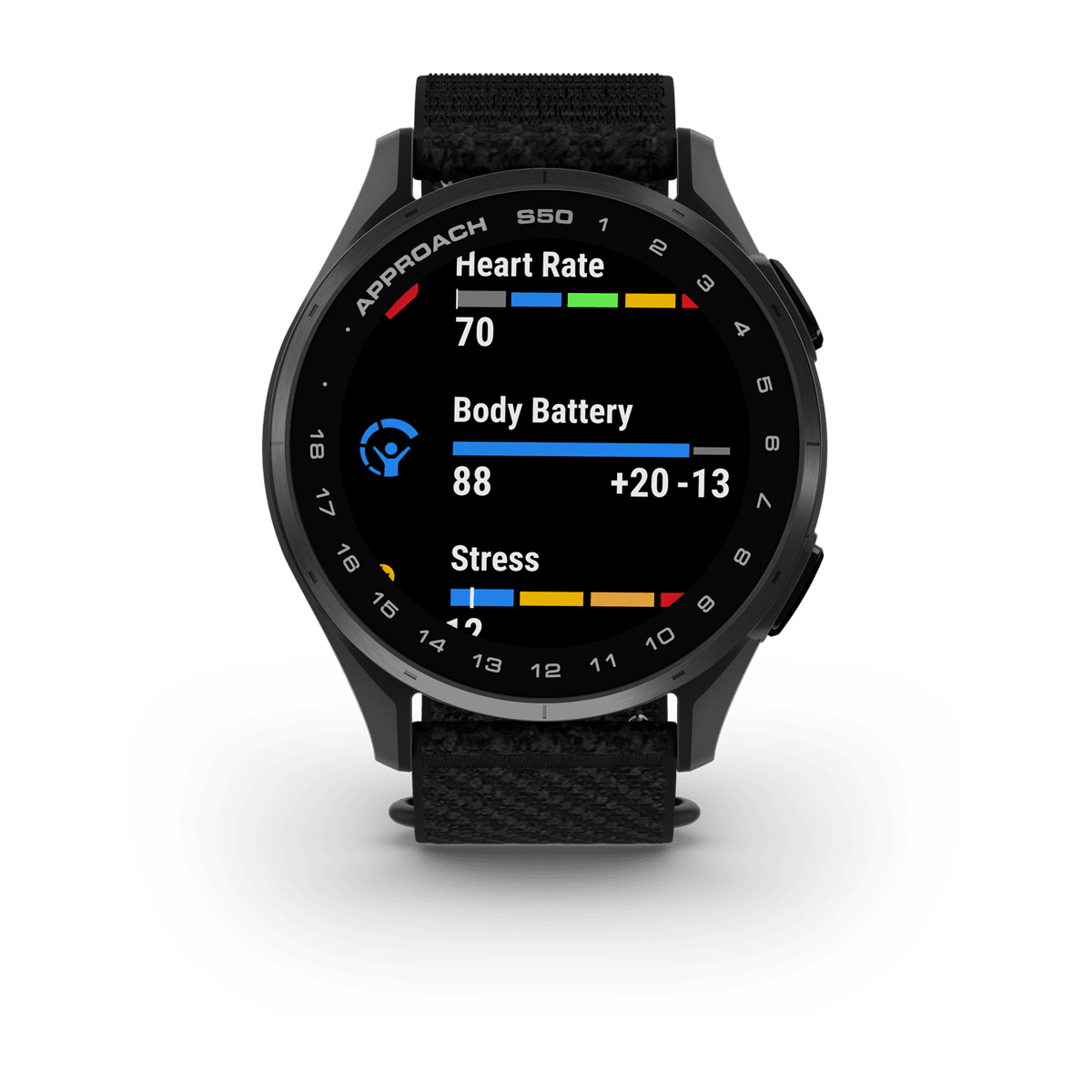 Approach® S50 Slate Aluminum Bezel with Black ComfortFit Nylon Band