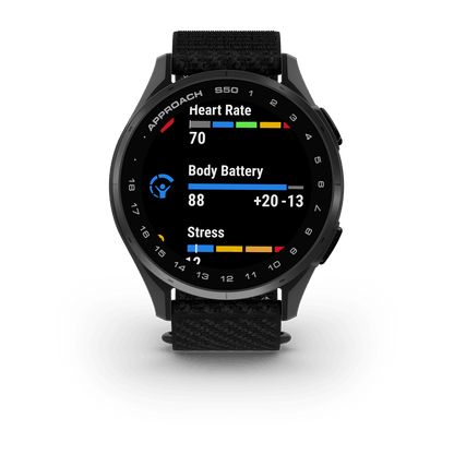 Approach® S50 Slate Aluminum Bezel with Black ComfortFit Nylon Band