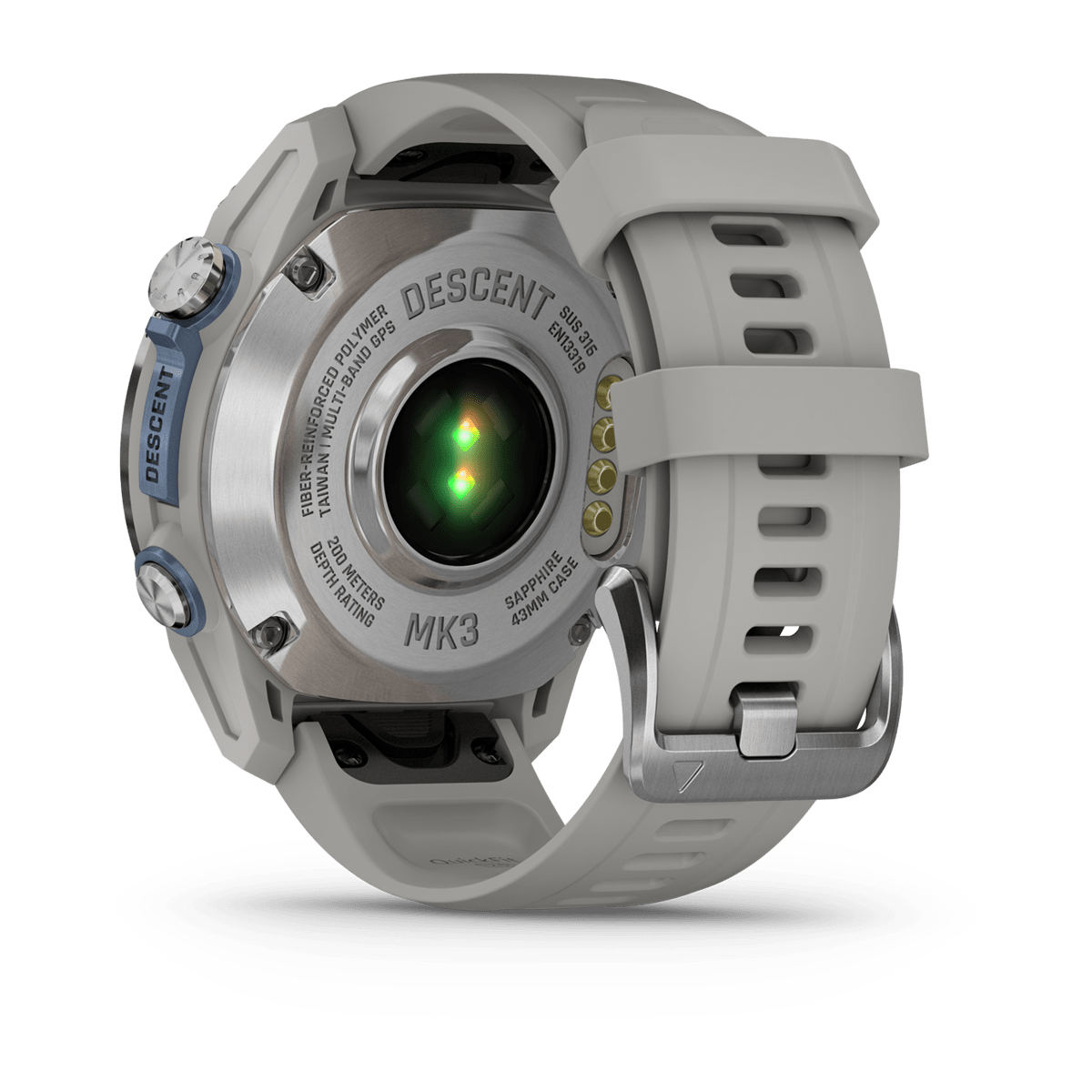 Descent™ Mk3 – 43 mm Stainless Steel with Fog Gray Silicone Band