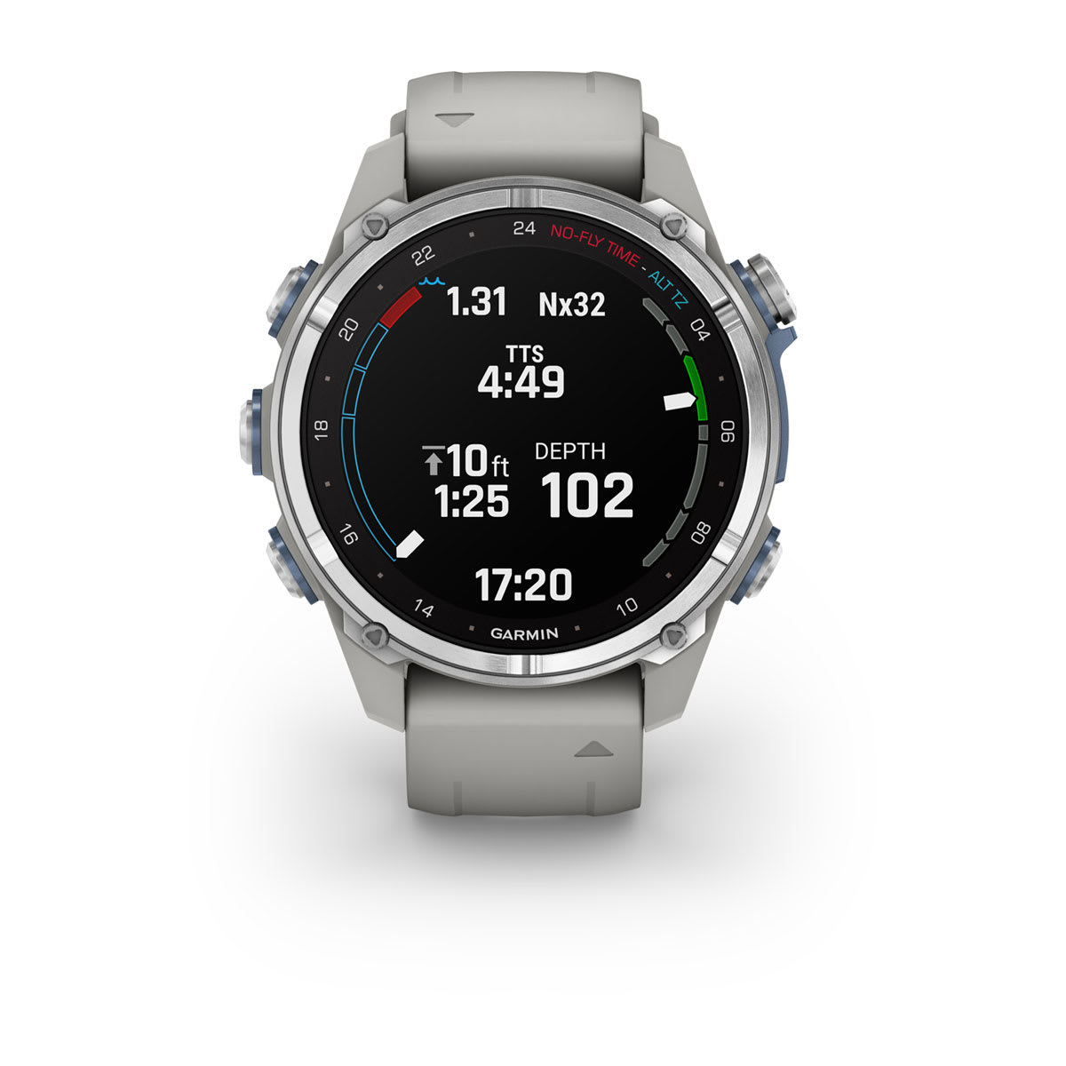 Descent™ Mk3 – 43 mm Stainless Steel with Fog Gray Silicone Band