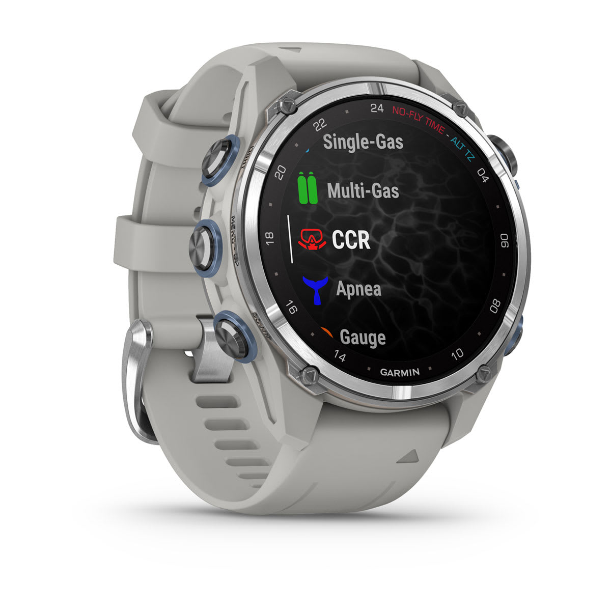 Descent™ Mk3 – 43 mm Stainless Steel with Fog Gray Silicone Band