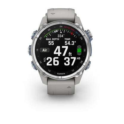 Descent™ Mk3 – 43 mm Stainless Steel with Fog Gray Silicone Band