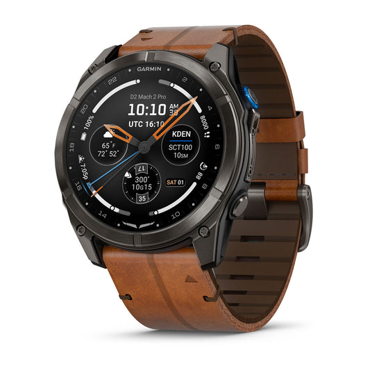 D2™ Mach 2 Pro Carbon Gray DLC Titanium with Chestnut Leather Band