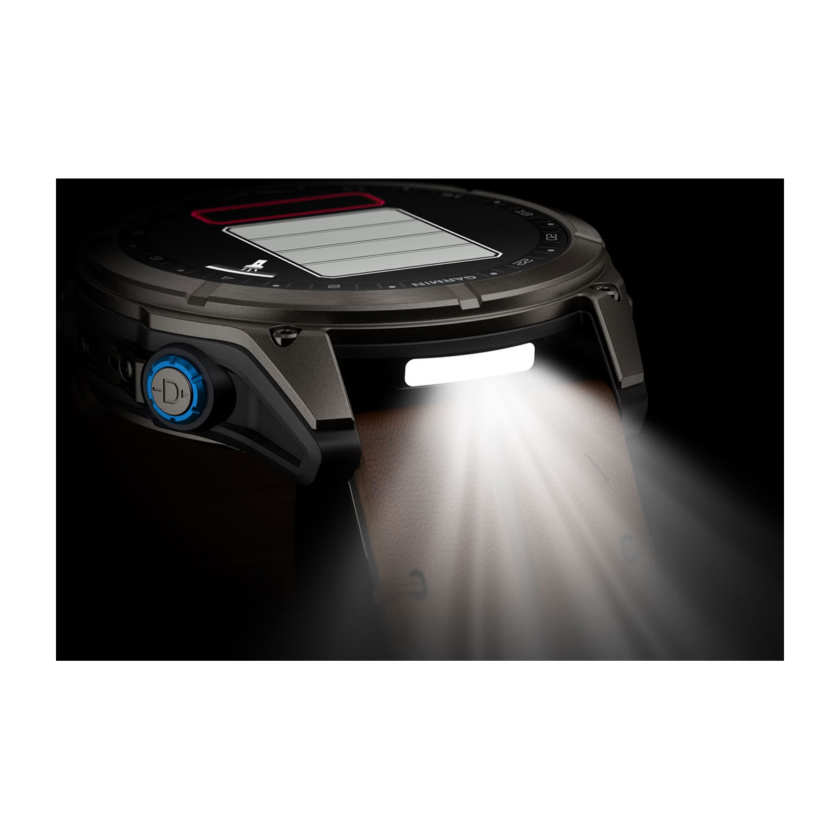 D2™ Mach 2 Pro Carbon Gray DLC Titanium with Chestnut Leather Band