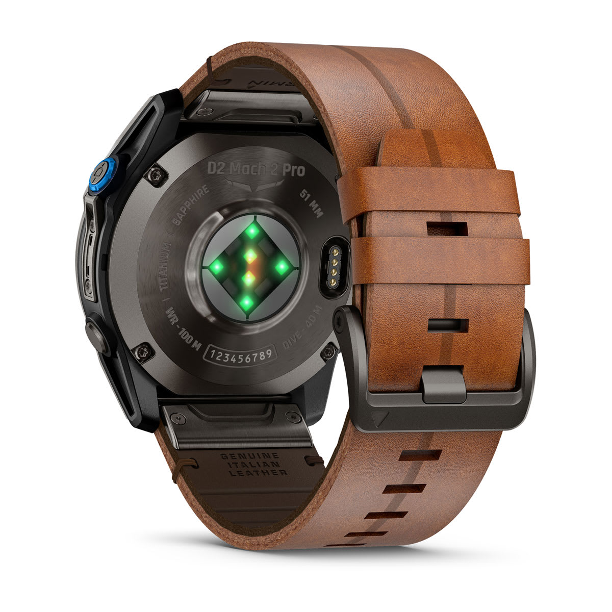 D2™ Mach 2 Pro Carbon Gray DLC Titanium with Chestnut Leather Band