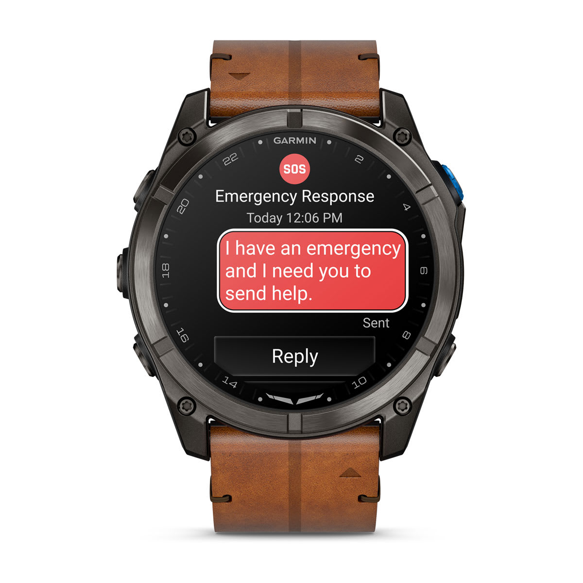 D2™ Mach 2 Pro Carbon Gray DLC Titanium with Chestnut Leather Band