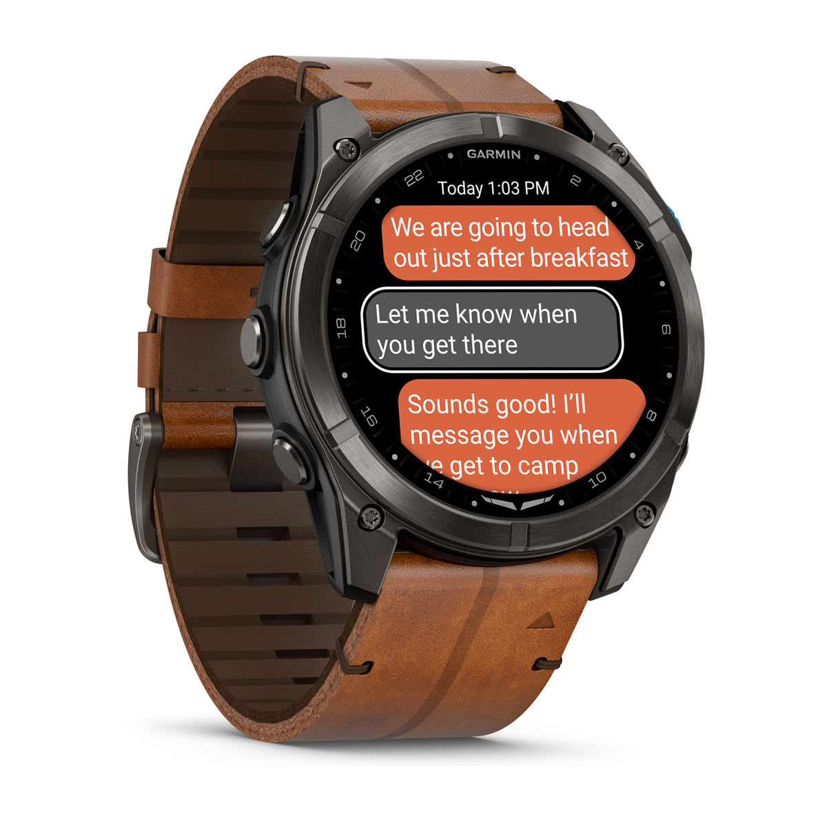 D2™ Mach 2 Pro Carbon Gray DLC Titanium with Chestnut Leather Band