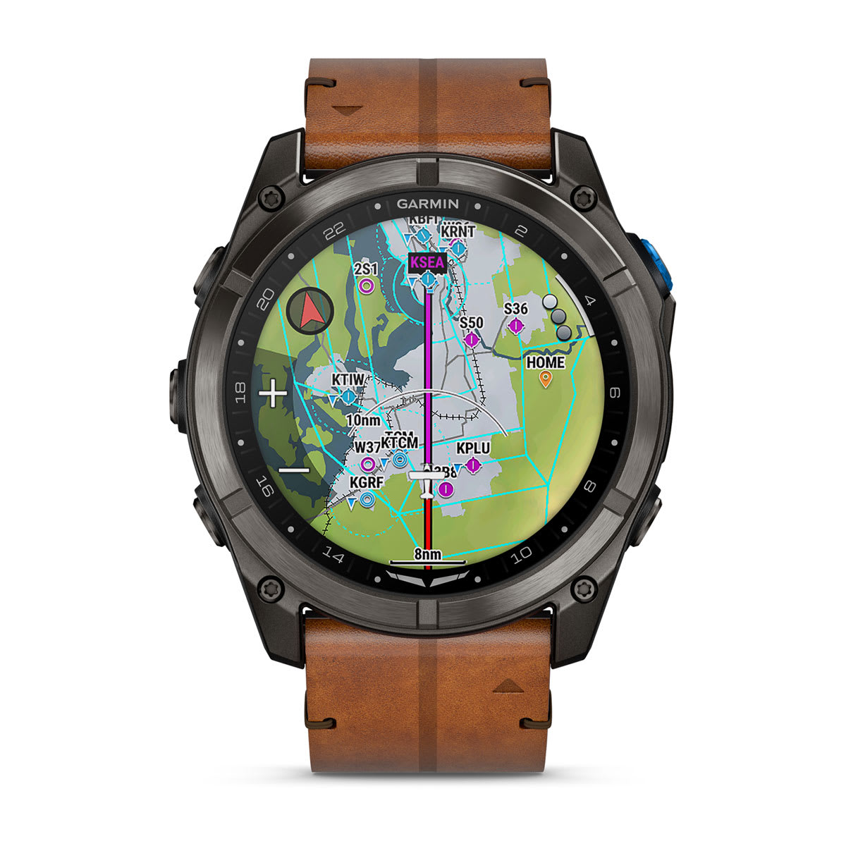 D2™ Mach 2 Pro Carbon Gray DLC Titanium with Chestnut Leather Band