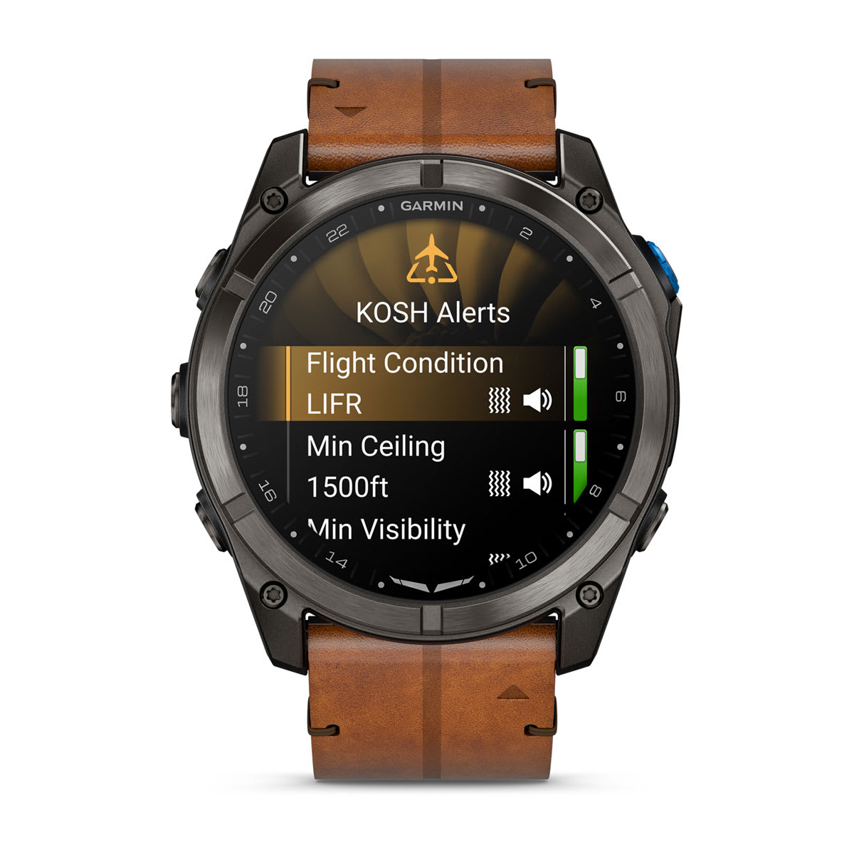 D2™ Mach 2 Pro Carbon Gray DLC Titanium with Chestnut Leather Band