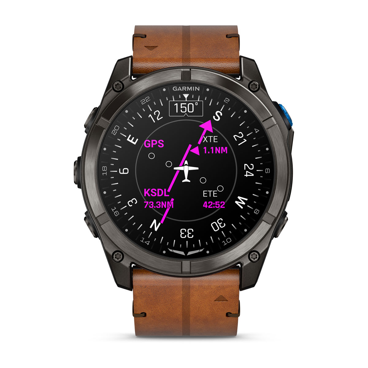 D2™ Mach 2 Pro Carbon Gray DLC Titanium with Chestnut Leather Band