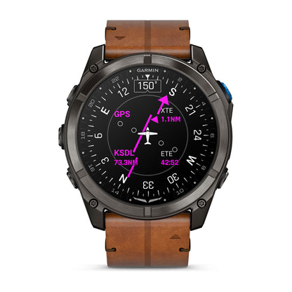 D2™ Mach 2 Pro Carbon Gray DLC Titanium with Chestnut Leather Band