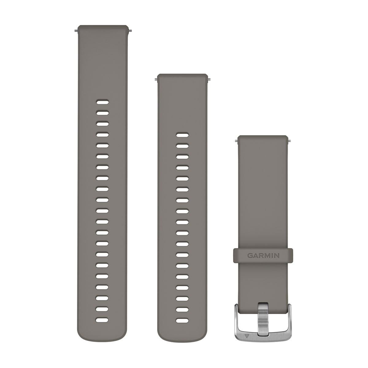 Quick Release Bands (22 mm) Silver Gray Silicone with Silver Hardware