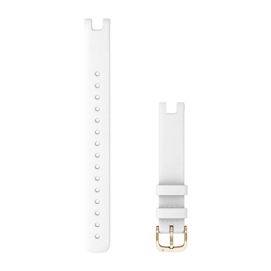 Lily® Bands (14 mm) White Italian Leather with Cream Gold Hardware (Large)