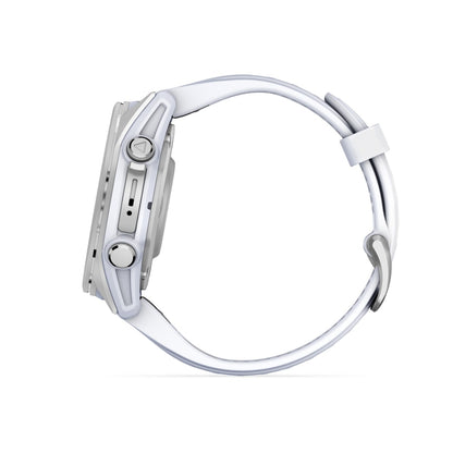 fēnix® 8 – 43 mm, AMOLED Silver with Whitestone Silicone Band