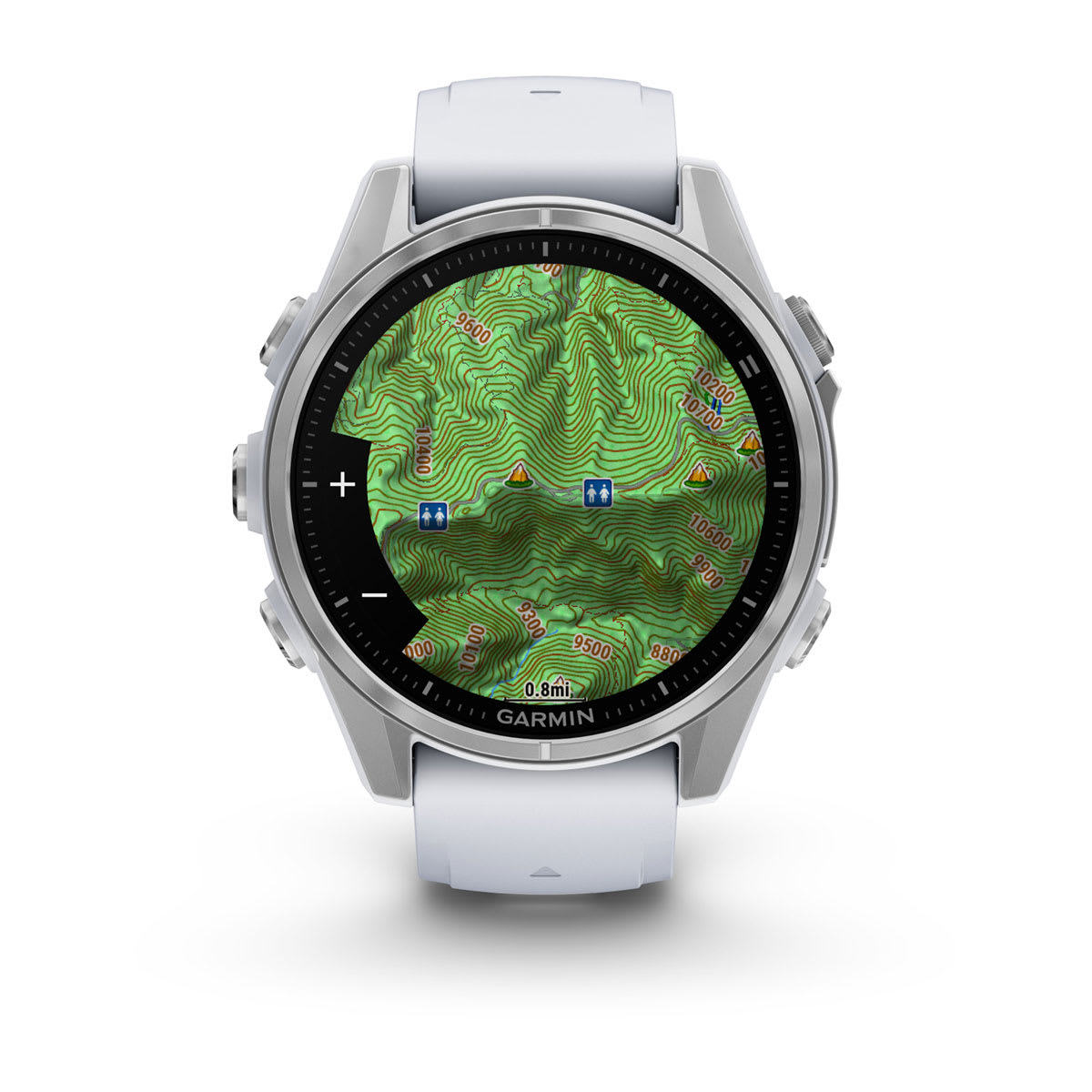 fēnix® 8 – 43 mm, AMOLED Silver with Whitestone Silicone Band