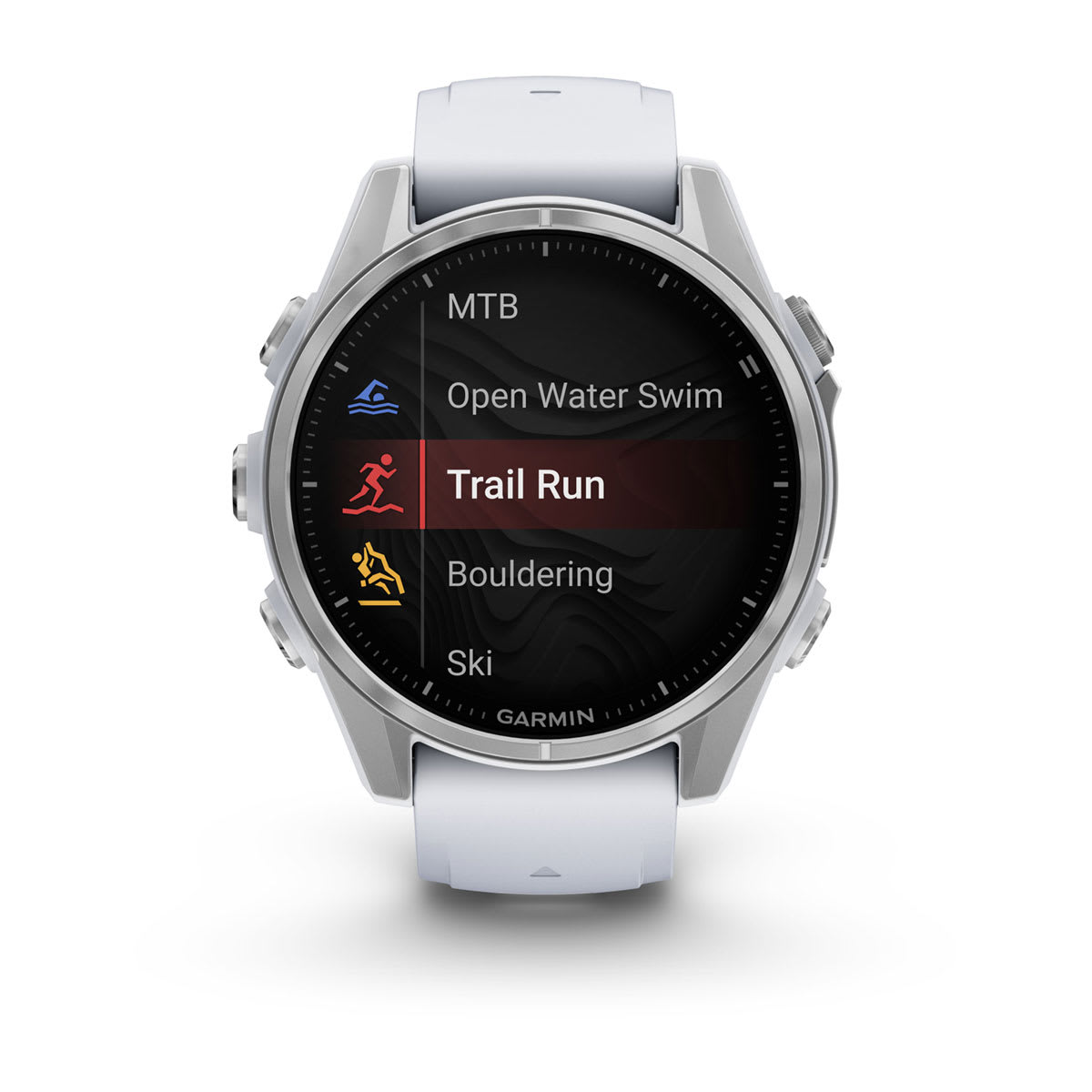 fēnix® 8 – 43 mm, AMOLED Silver with Whitestone Silicone Band