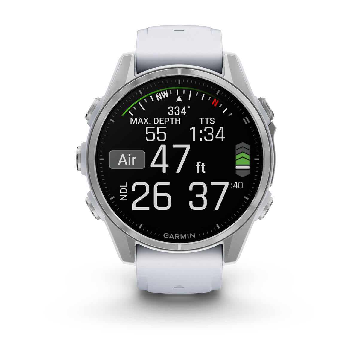 fēnix® 8 – 43 mm, AMOLED Silver with Whitestone Silicone Band