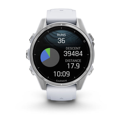 fēnix® 8 – 43 mm, AMOLED Silver with Whitestone Silicone Band