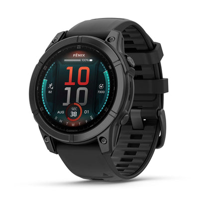 fēnix® E – 47 mm, AMOLED Slate Gray Steel with Black Silicone Band