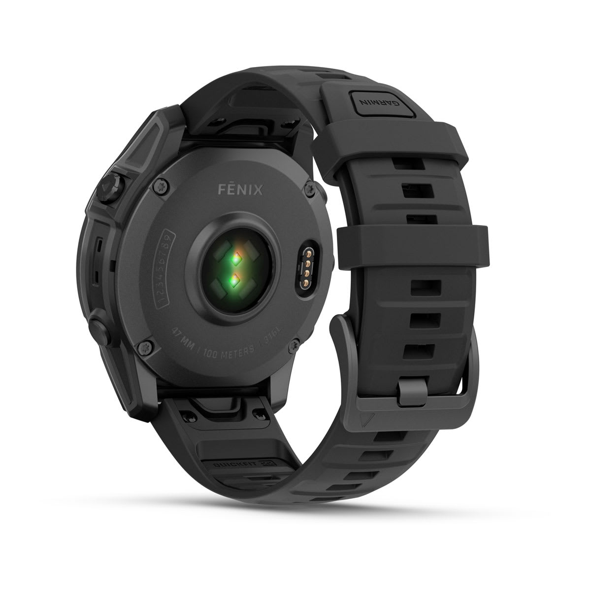 fēnix® E – 47 mm, AMOLED Slate Gray Steel with Black Silicone Band