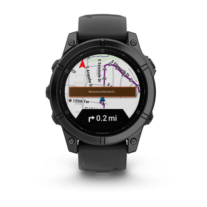 fēnix® E – 47 mm, AMOLED Slate Gray Steel with Black Silicone Band