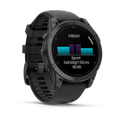 fēnix® E – 47 mm, AMOLED Slate Gray Steel with Black Silicone Band