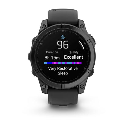 fēnix® E – 47 mm, AMOLED Slate Gray Steel with Black Silicone Band