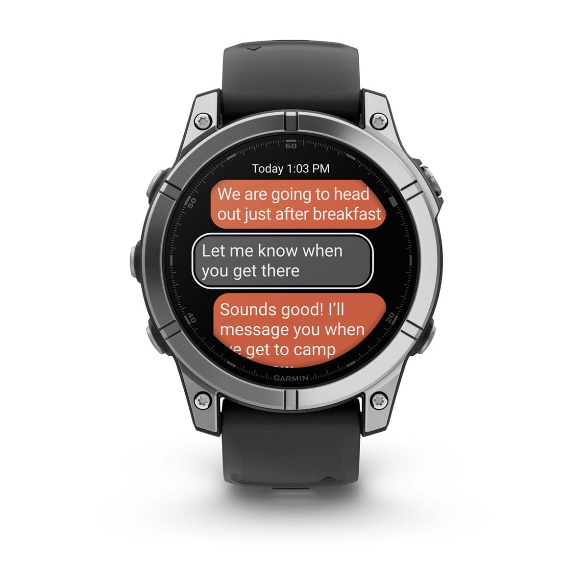 fēnix® E – 47 mm, AMOLED Stainless Steel with Black Silicone Band