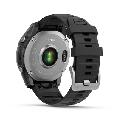 fēnix® E – 47 mm, AMOLED Stainless Steel with Black Silicone Band