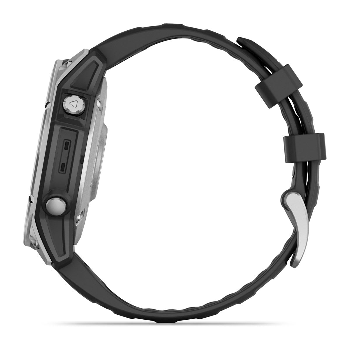 fēnix® E – 47 mm, AMOLED Stainless Steel with Black Silicone Band