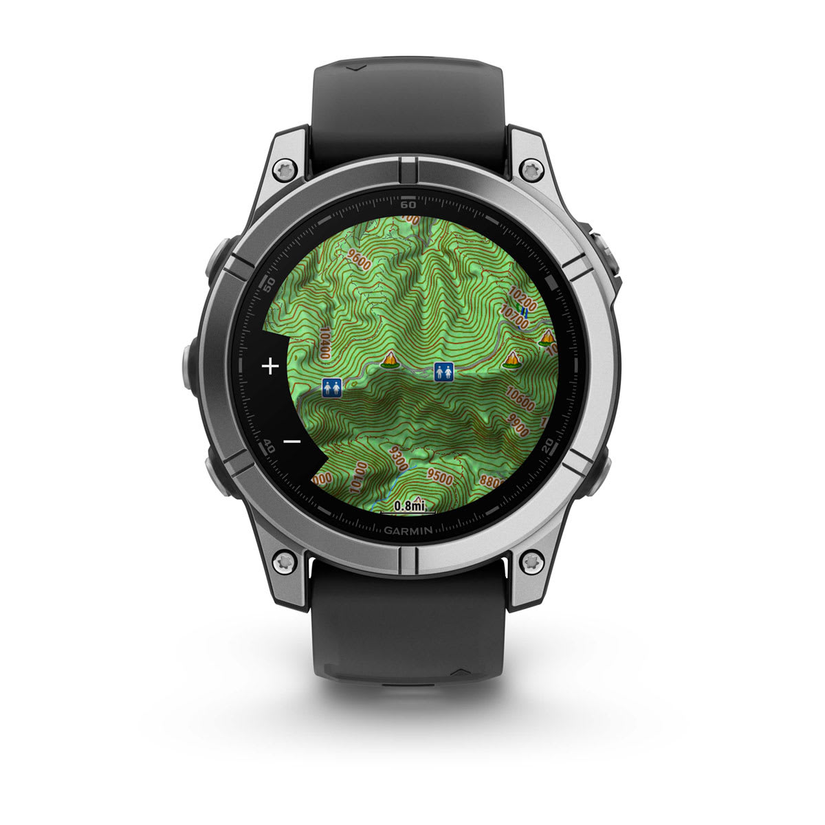 fēnix® E – 47 mm, AMOLED Stainless Steel with Black Silicone Band